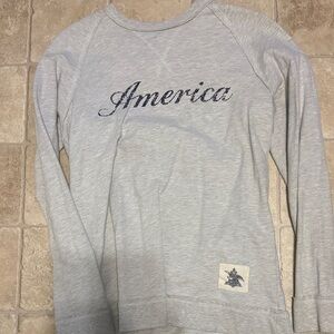 Gray Long Sleeve Shirt with America Print